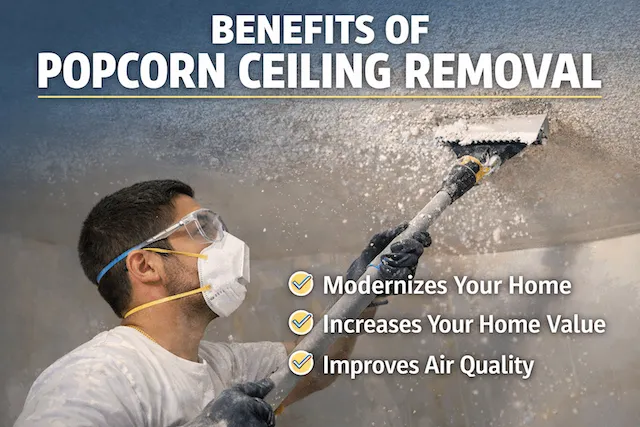 Benefits of removing popcorn ceilings and replacing them with a smooth finish