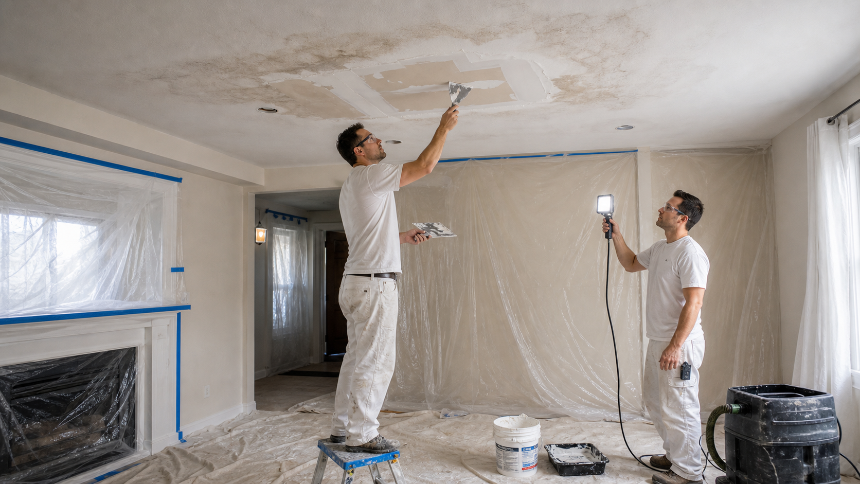 Ceiling Leak Repairs Before Smooth Ceiling Finishing