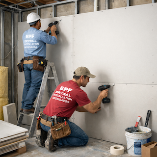 Mississauga drywall installation crew working in condo