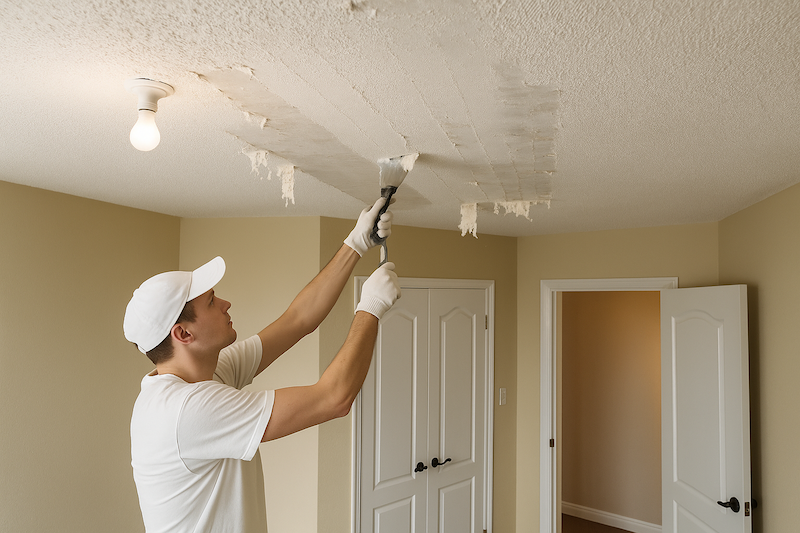 Popcorn ceiling removal in a Hamilton home — project 6
